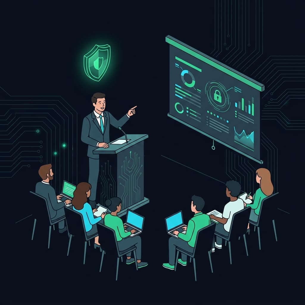 Ambassador giving a cybersecurity presentation
